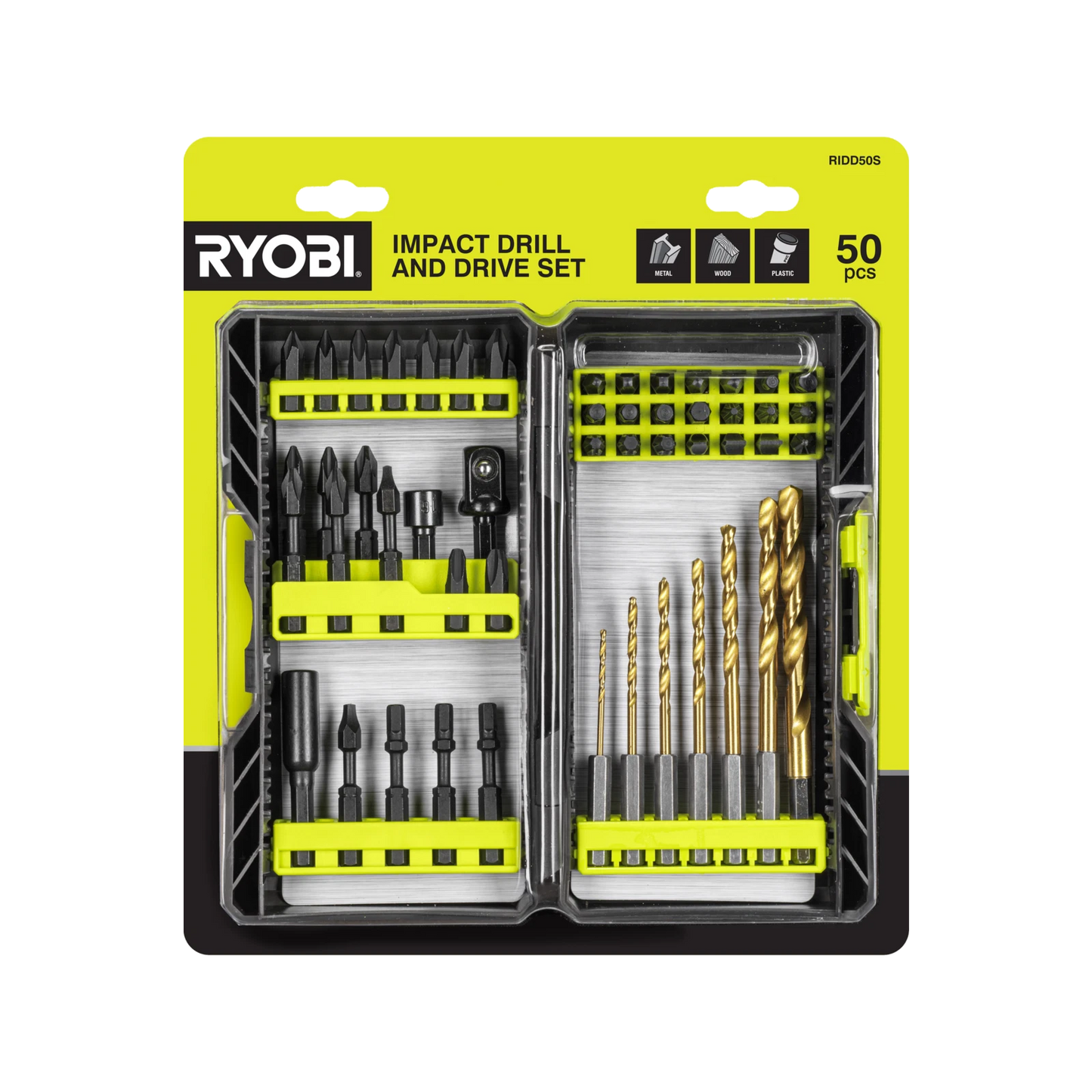 Ryobi 50-Piece Impact Drill & Drive Set with Torsion Zone & Precision-Milled Tip