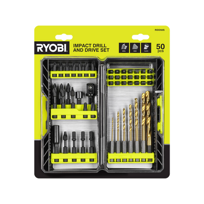 Ryobi 50-Piece Impact Drill & Drive Set with Torsion Zone & Precision-Milled Tip