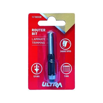 Ultra 9mm Flush Trim Router Bit, Tungsten Carbide, 1/4" Shaft, Durable Edge Trimming