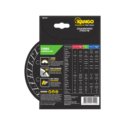 Kango 125mm Turbo Diamond Saw Blade - Fast, Precise Cuts, Versatile Material Compatibility