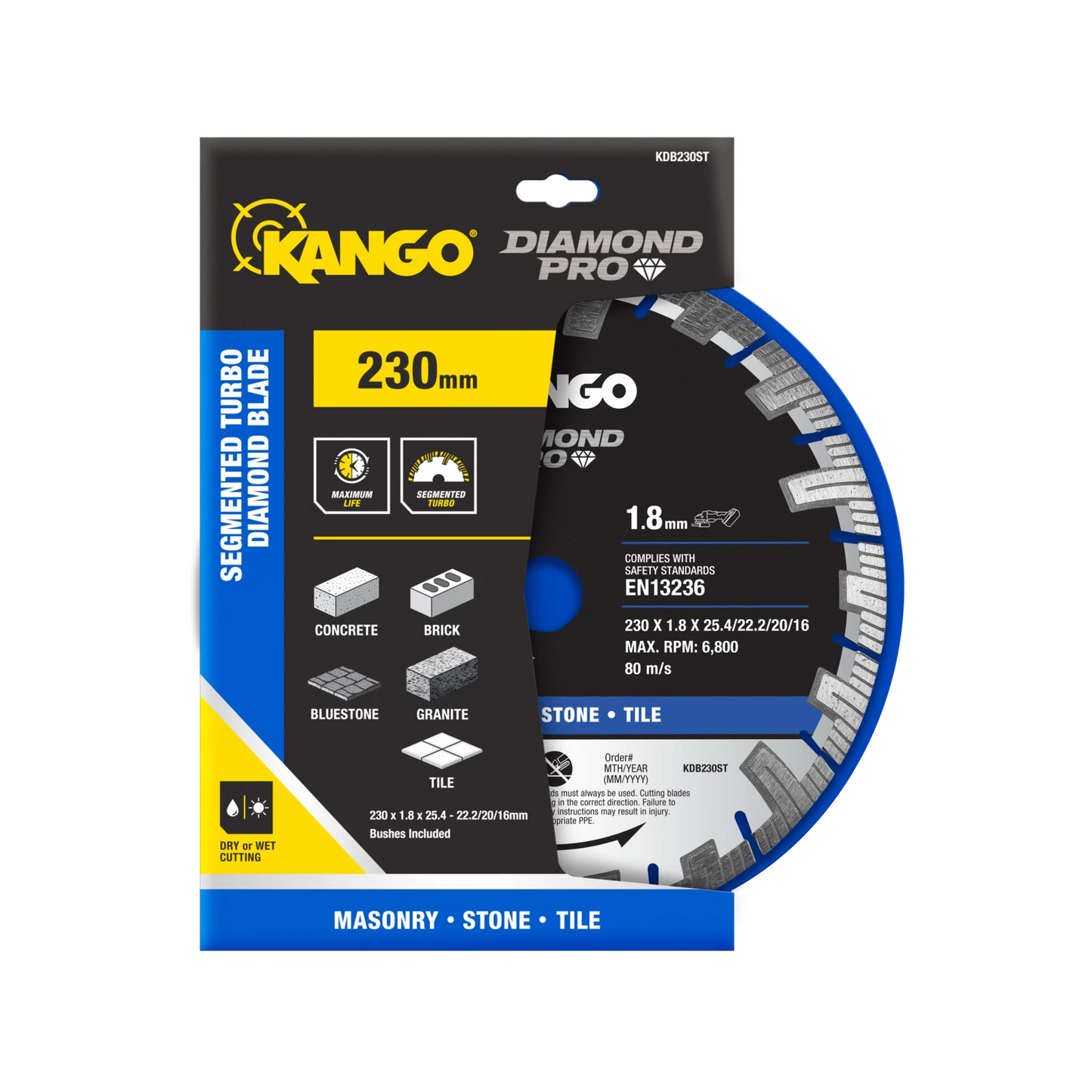 Kango 230mm Segmented Turbo Diamond Saw Blade - Fast, Clean Cuts on Concrete & Stone