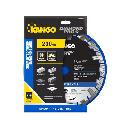 Kango 230mm Segmented Turbo Diamond Saw Blade - Fast, Clean Cuts on Concrete & Stone