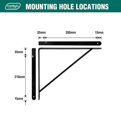 Carinya Black Heavy Duty Studio Bracket 300x250mm, 125kg Load, Sleek Design