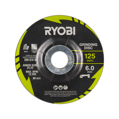 Ryobi 4 Piece 125mm Metal Cutting & Grinding Set for Angle Grinders