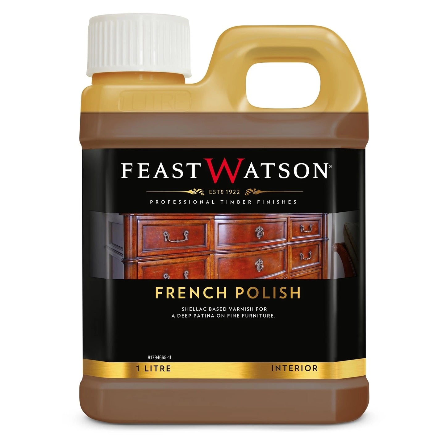 Feast Watson 1L French Polish - High Gloss, Durable, Waterproof Finish for Furniture
