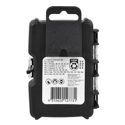 Trojan 31 Piece Bit Set - Phillips, Slotted, Pozi, Torx, Hex Bits + Extension Bar