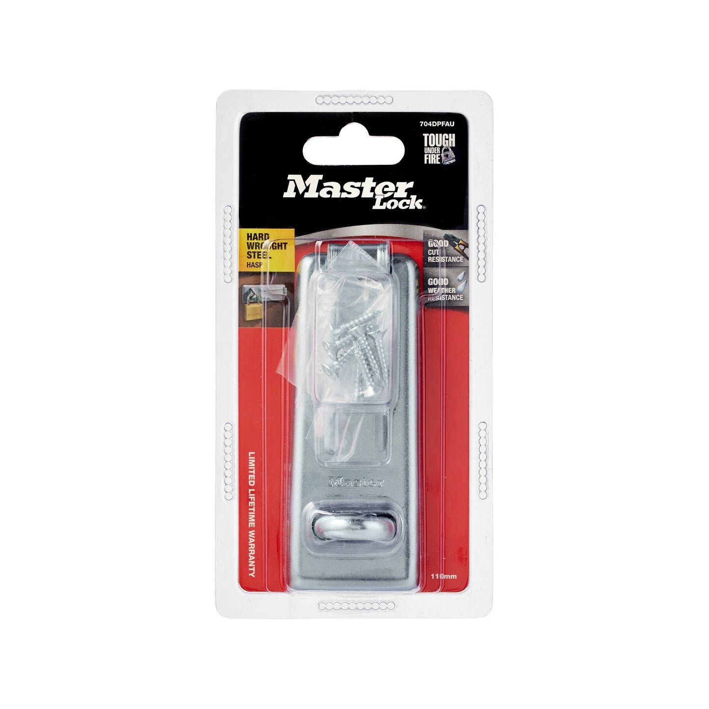 Master Lock 112mm Steel Hasp & Staple, Weather-Resistant, Cut-Resistant, Zinc Plated