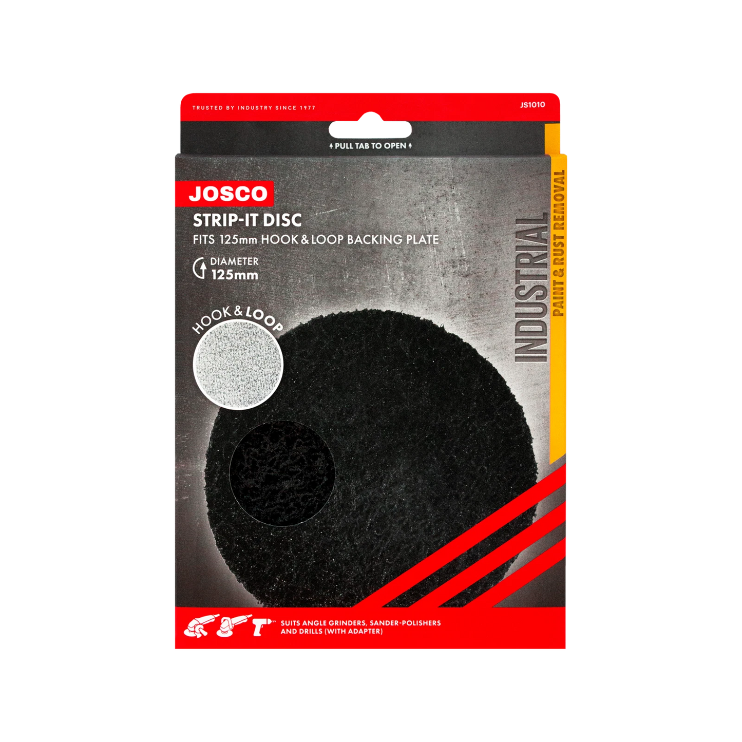 Josco 125mm Hook & Loop Strip Disc for Paint & Rust Removal
