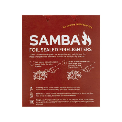 Samba Foil Sealed Firelighters 40 Pack - No Mess, Odor-Free, Long-Lasting Burn