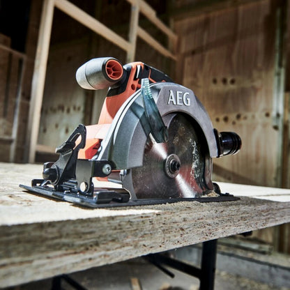 AEG 18V 165mm Circular Saw - Left Hand Blade, Dust Port, Ergonomic Handle, Skin Only