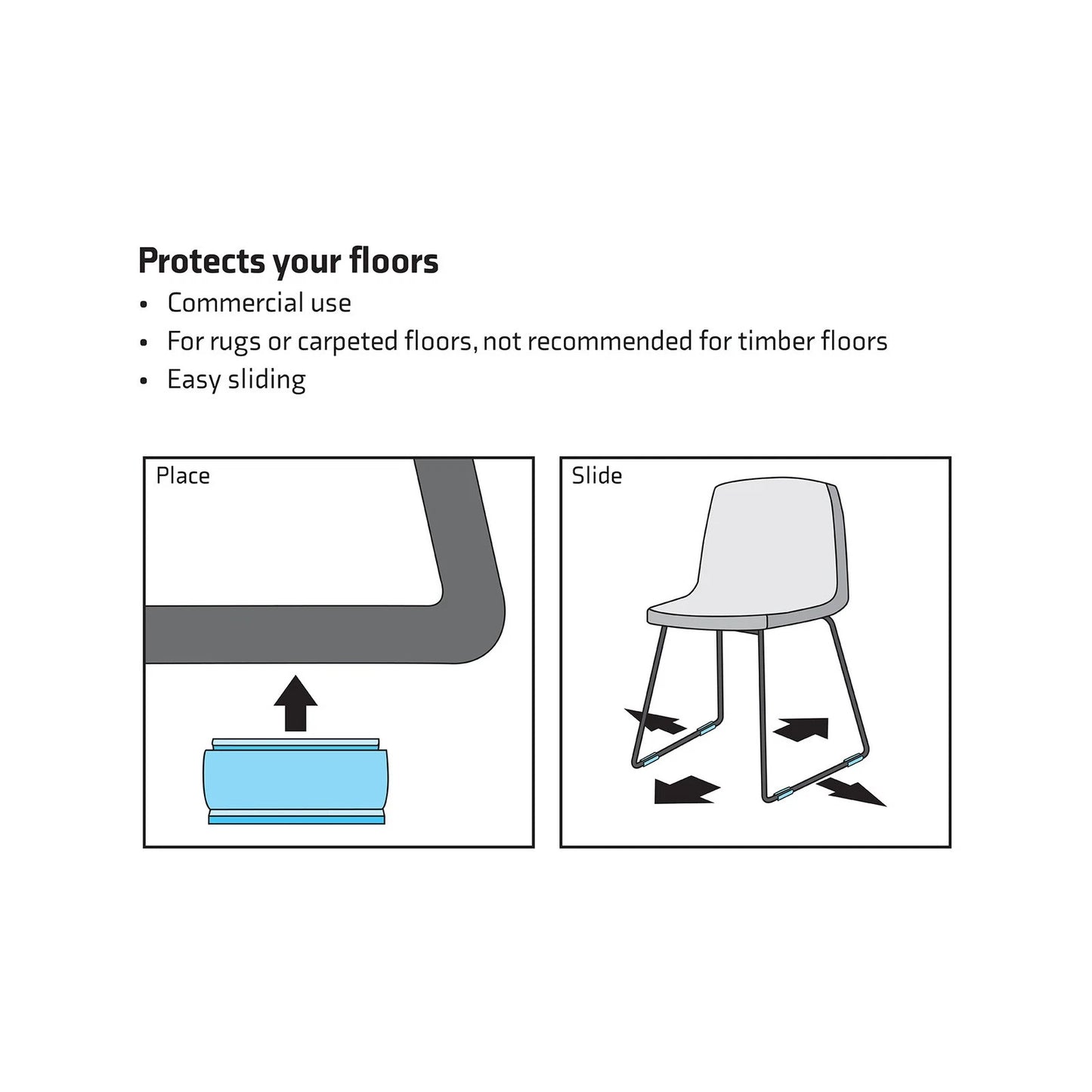 Surface Gard 25mm Slider Tube 4 Pack - Easy Install, Floor Protection, Noise Reduction