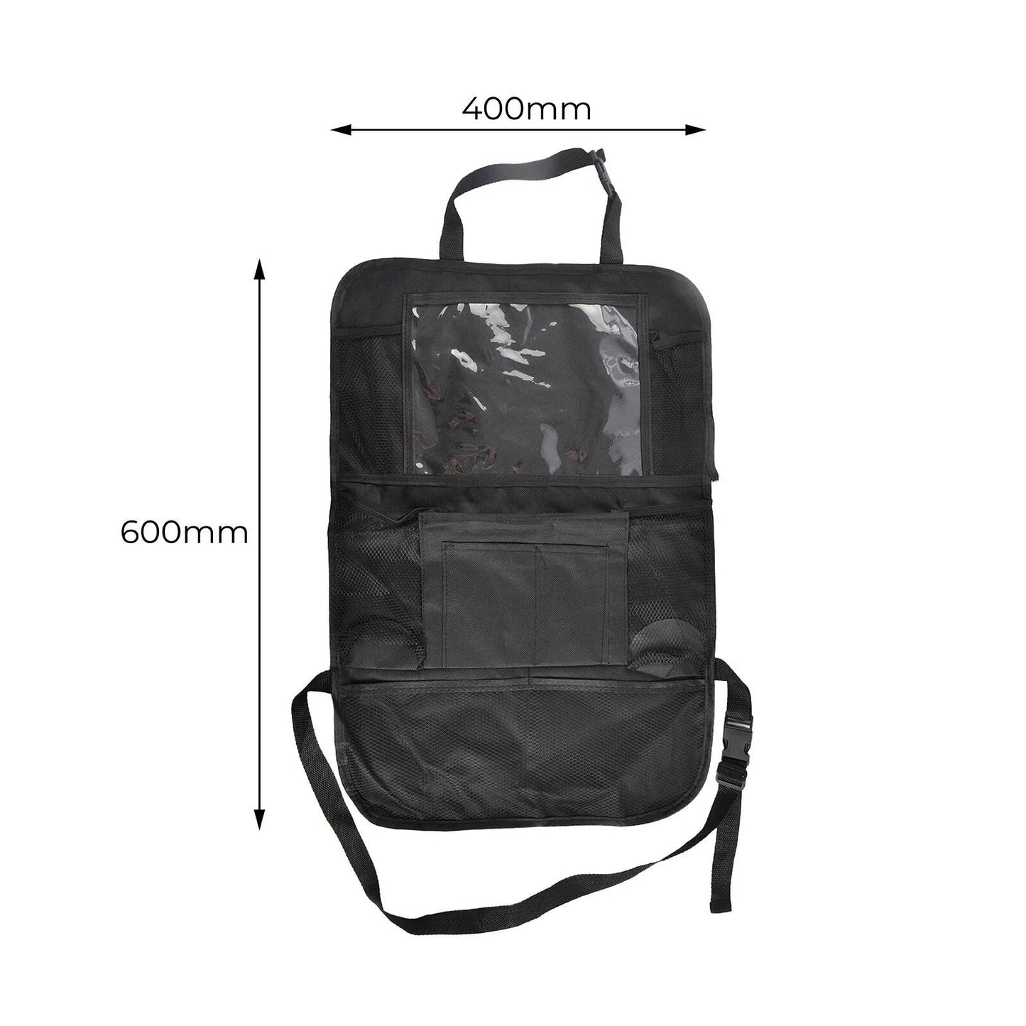 All Set Car Seat Organiser - Black, Spacious Compartments, Collapsible Design