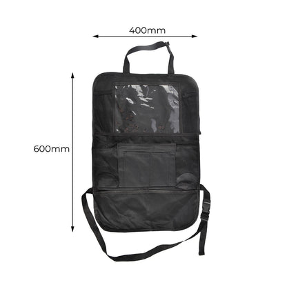 All Set Car Seat Organiser - Black, Spacious Compartments, Collapsible Design