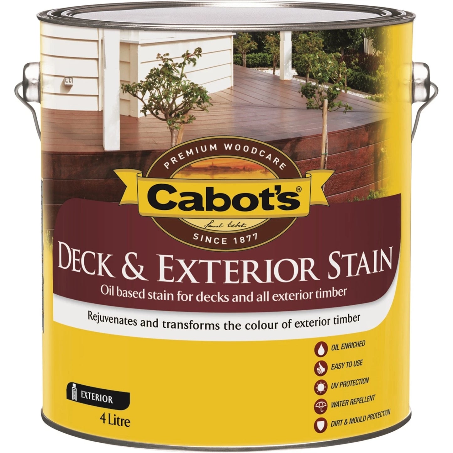 Cabot's 4L October Brown Oil-Based Timber Stain - Water-Repellent, UV Resistant, Easy Application