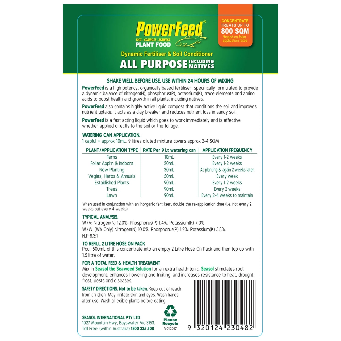 PowerFeed 4L Plant Food Concentrate - Promotes Growth, Safe for All Plants, Australian Made
