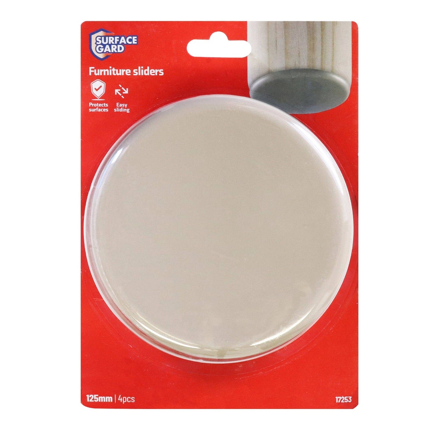 Surface Gard 125mm Round Furniture Sliders 4 Pack - Easy Movement & Surface Protection