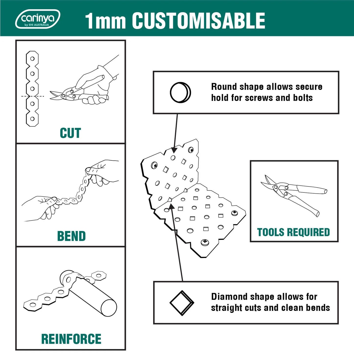 Carinya Galvanised Angle Bracket 60x40x200x1mm, Customisable, Easy Install