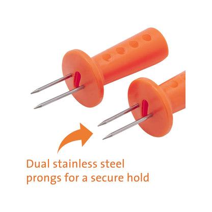 Jumbuck Corn Cob Holders 4 Pack - Ergonomic Design, Stainless Steel Prongs, Dishwasher Safe