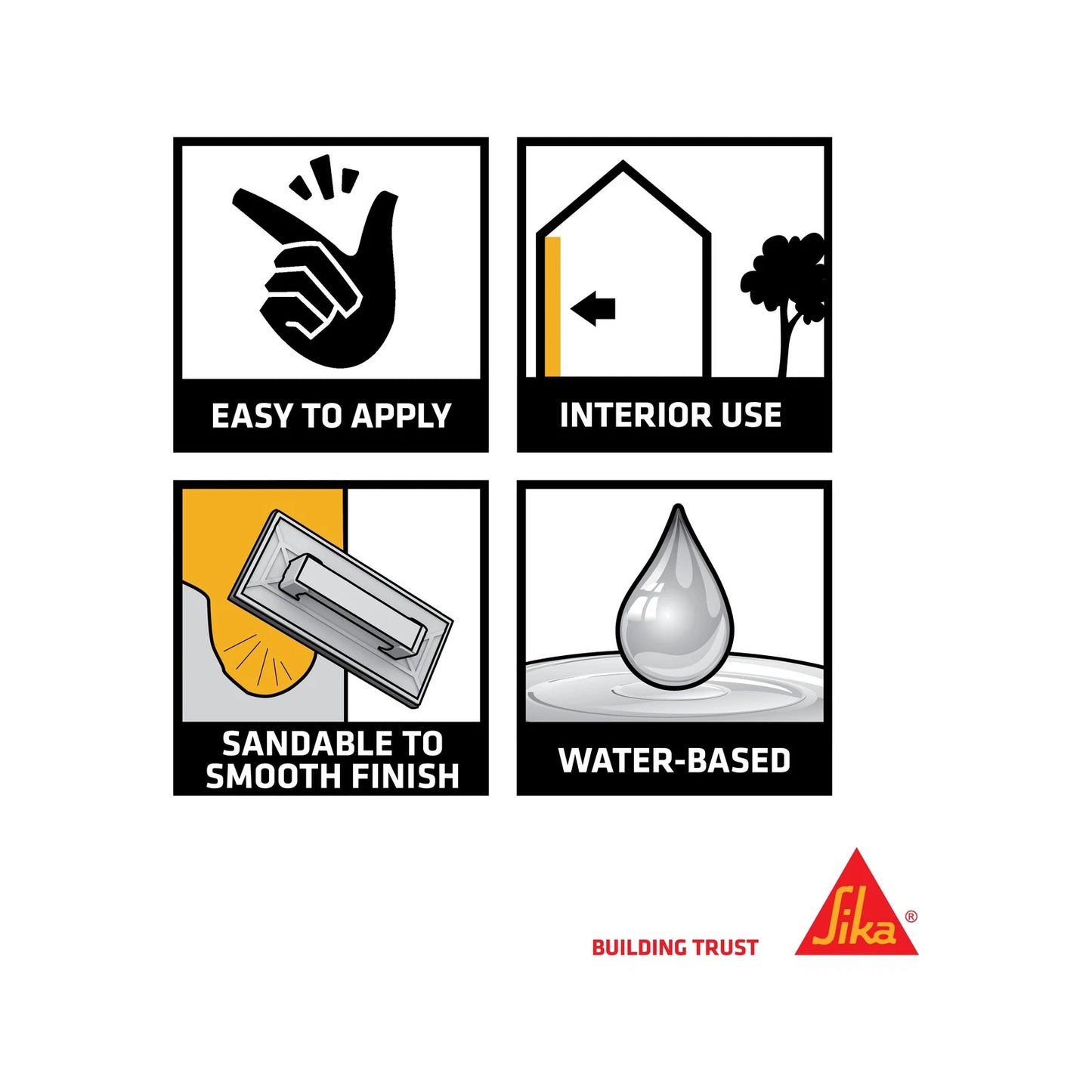 Sika 250ml White Filler-101, Ready-to-Use, Fast Drying, Paintable, Indoor Use