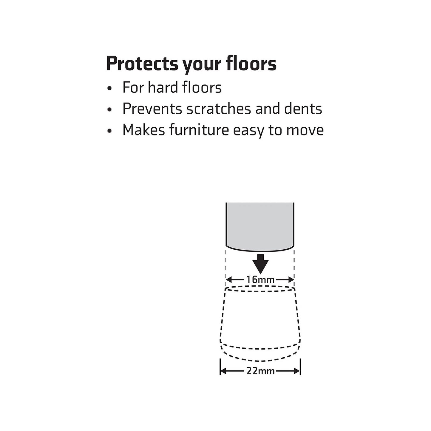 Surface Gard 16mm Clear Round Chair Tips 4 Pack - Easy Glide, Floor Protection, Noise Reduction