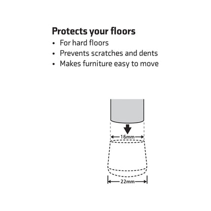 Surface Gard 16mm Clear Round Chair Tips 4 Pack - Easy Glide, Floor Protection, Noise Reduction