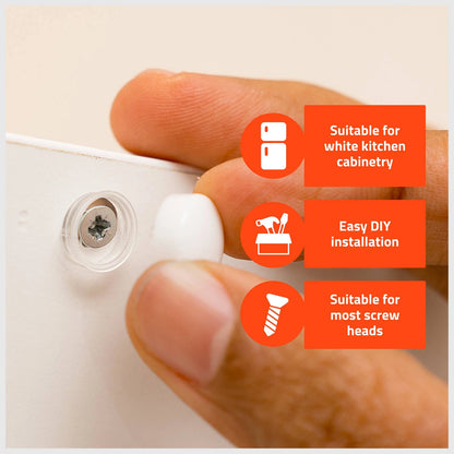 Taskmaster White Snap-On Screw Caps 12 Pack - Easy Install, Universal Fit, Elegant Finish