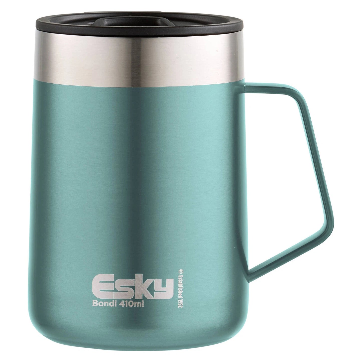 Esky Blue Bondi Travel Mug 414ml, Stainless Steel, Insulated, Handle, Splashproof Lid