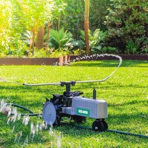 Holman Solid Metal Travelling Sprinkler, Self-Propelled, Covers 1,100m², Durable Cast Iron