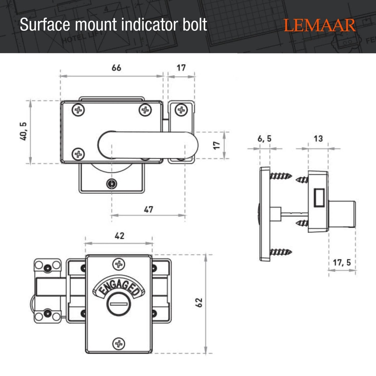 Lemaar DDA Compliant Satin Chrome Toilet Indicator Bolt Lock