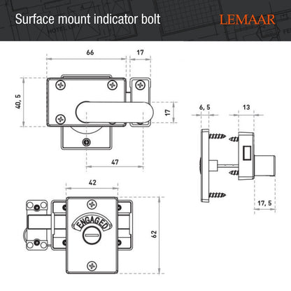 Lemaar DDA Compliant Satin Chrome Toilet Indicator Bolt Lock