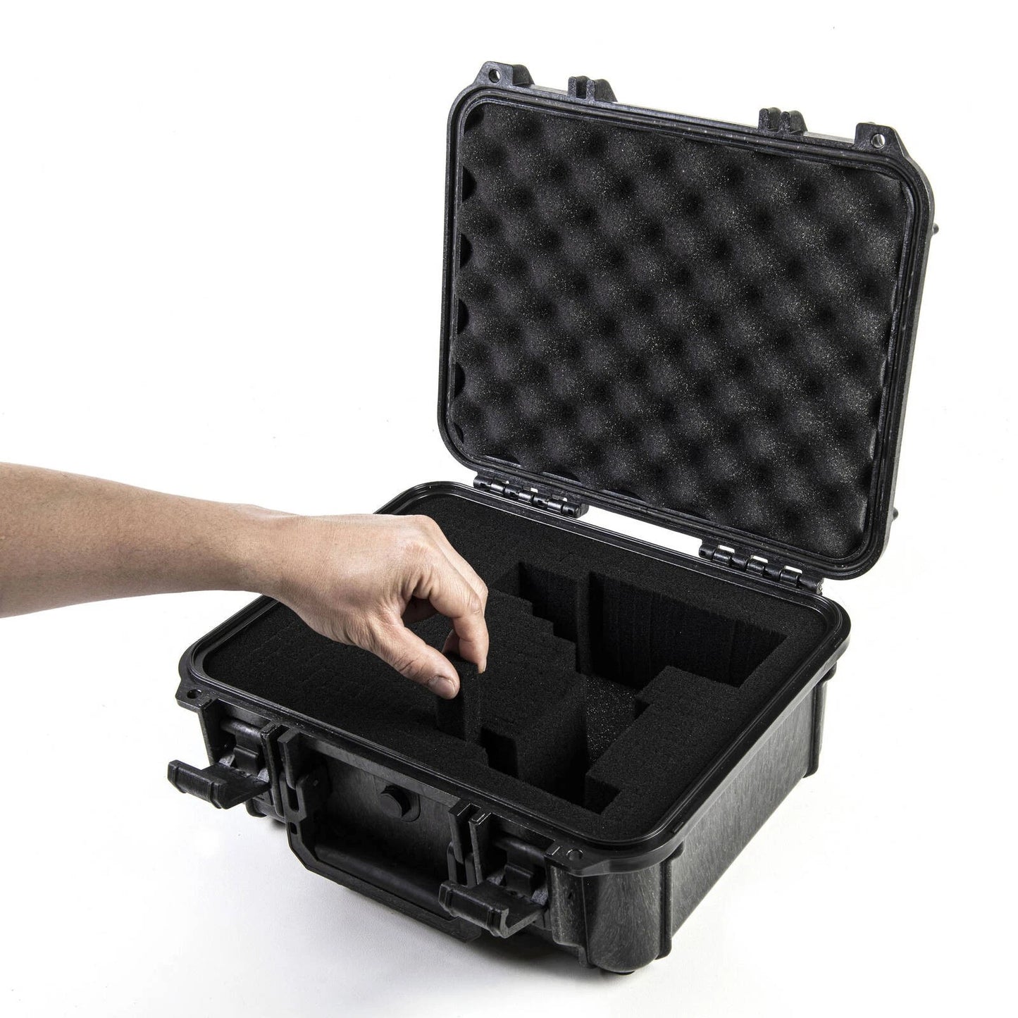 Tactix Black Extra Large Tough Case, IP65 Rated, Heavy Duty, Pressure Relief Valve, Foam Insert