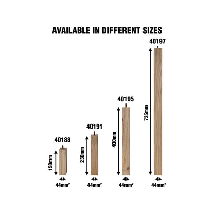 Adoored 400mm Raw Pine Square Furniture Leg, Natural Timber, Easy Install, Modern Design