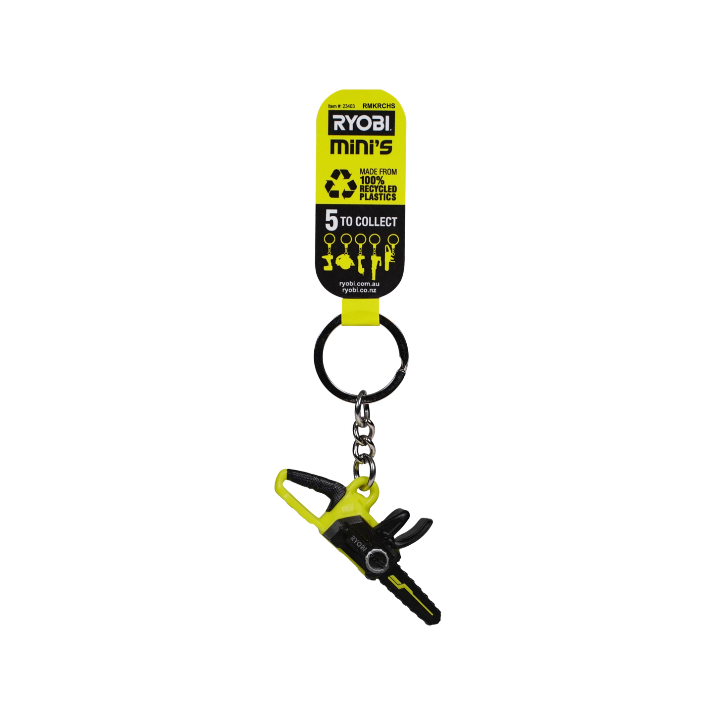 Ryobi MINI Chainsaw Keyring - Authentic Replica, Collectible Tool Accessory