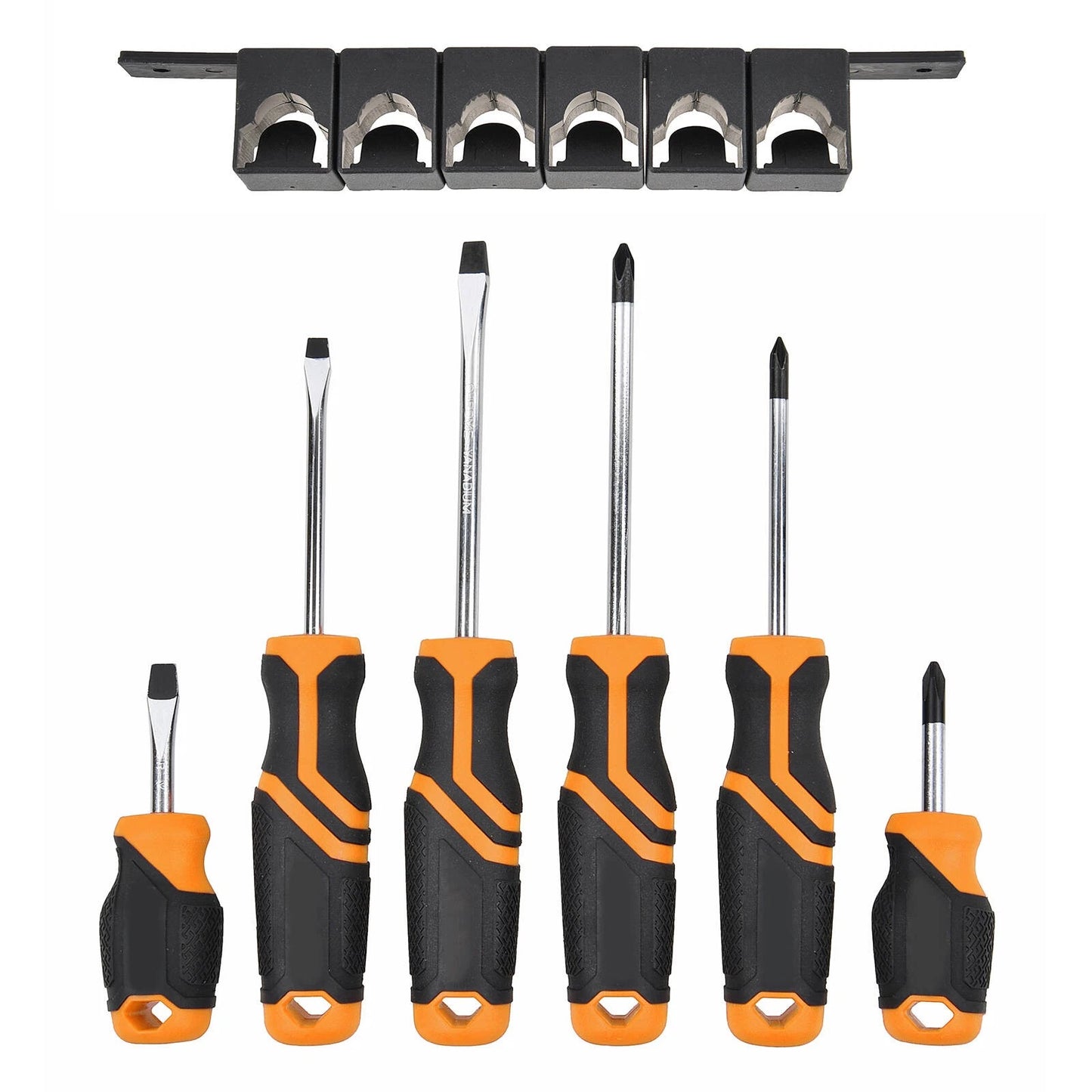 Craftright 6 Piece Screwdriver Set with Soft Grip Handles & Wall Mountable Rack