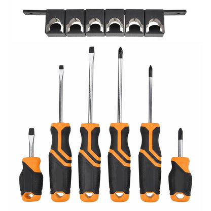 Craftright 6 Piece Screwdriver Set with Soft Grip Handles & Wall Mountable Rack