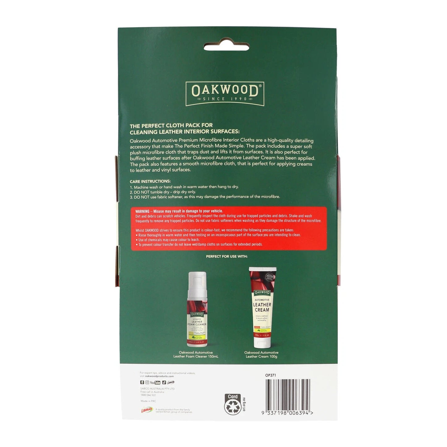 OAKWOOD Premium Auto Interior Microfibre Cloth 450x450mm 2 Pcs - Professional Detailing