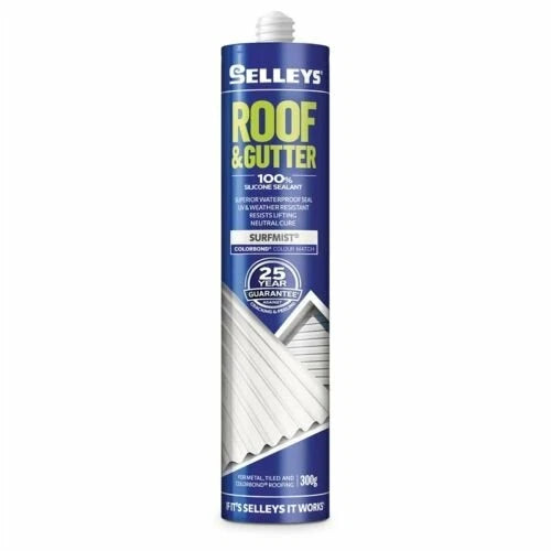 Selleys Roof & Gutter Silicone 300g Surfmist - Weather & UV Resistant, 25-Year Guarantee