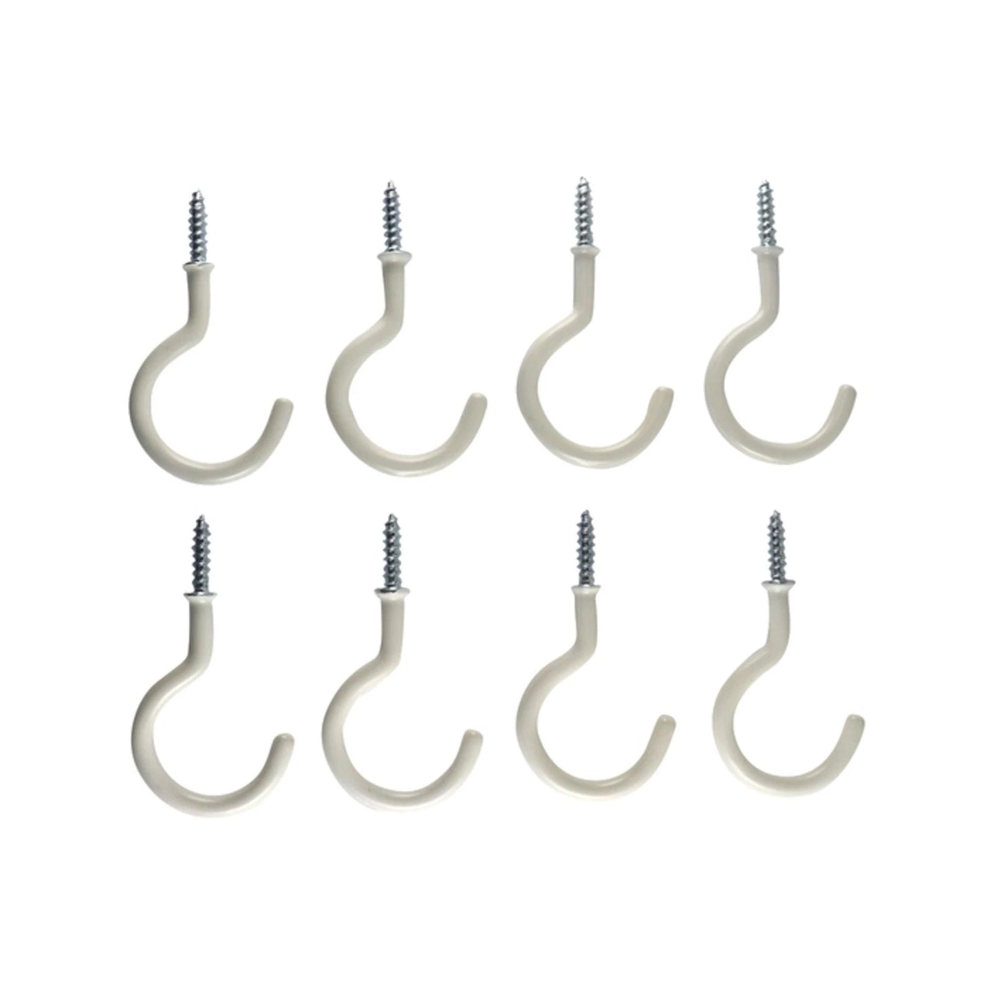 Everhang 28mm White PVC Cup Hooks - 8 Pack, Secure Wall Hanging, Easy Install, Durable Steel