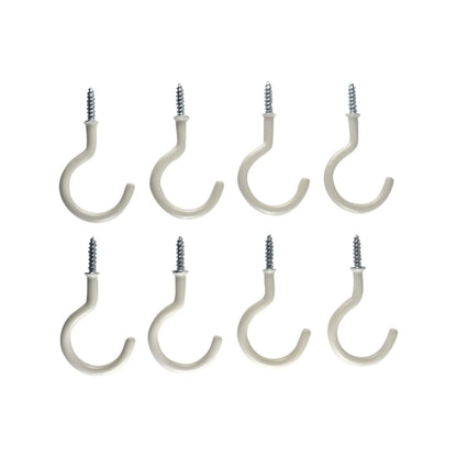 Everhang 28mm White PVC Cup Hooks - 8 Pack, Secure Wall Hanging, Easy Install, Durable Steel