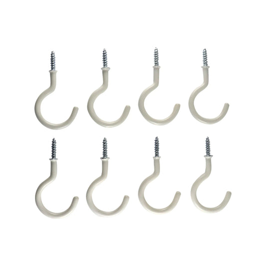 Everhang 28mm White PVC Cup Hooks - 8 Pack, Secure Wall Hanging, Easy Install, Durable Steel