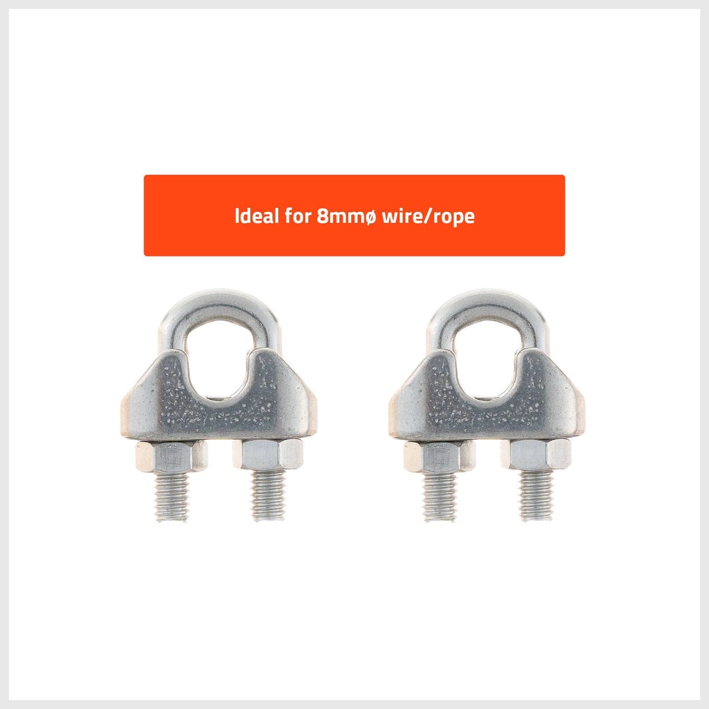 Taskmaster 8mm 316 Stainless Steel Wire Rope Grips, Anti-Corrosive, 2 Pack