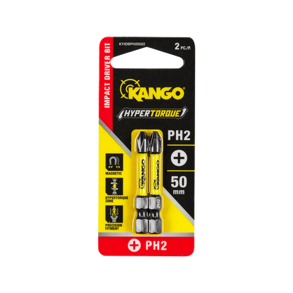 Kango Hypertorque 50mm PH2 Impact Driver Bit 1 Pack with Magnetised HEX Tips