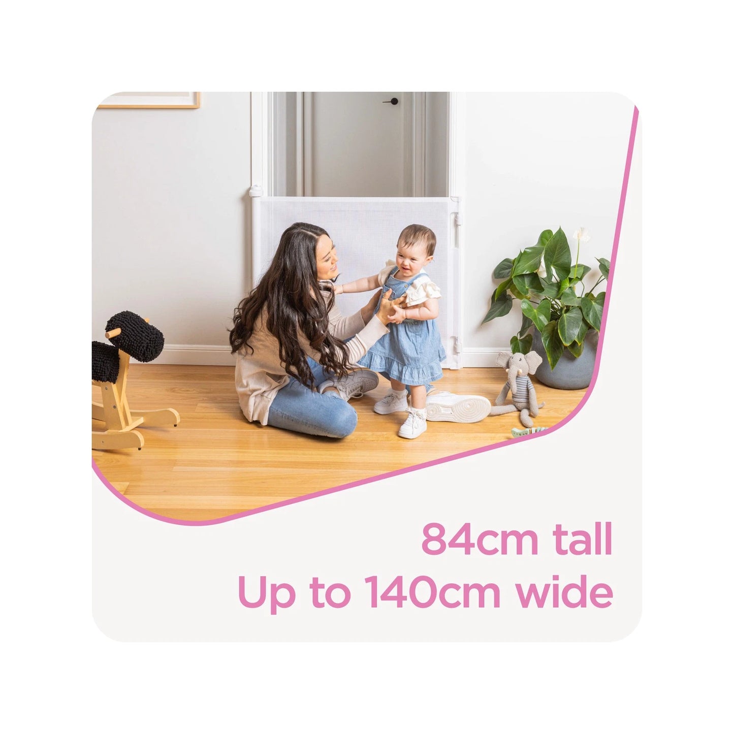 Perma Child Safety 1.4m White Retractable Baby Gate, Indoor/Outdoor, 3-Way Lock, Pet-Friendly