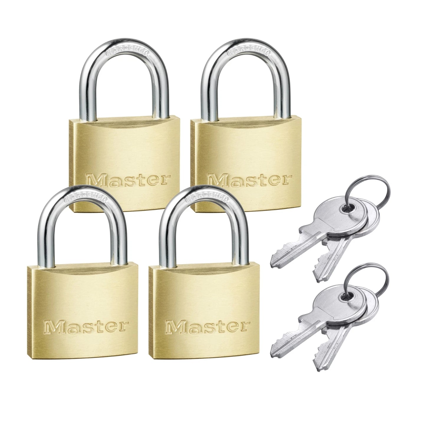 Master Lock 40mm Brass Keyed Padlock 4 Pack - Corrosion Resistant, Hardened Steel Shackle