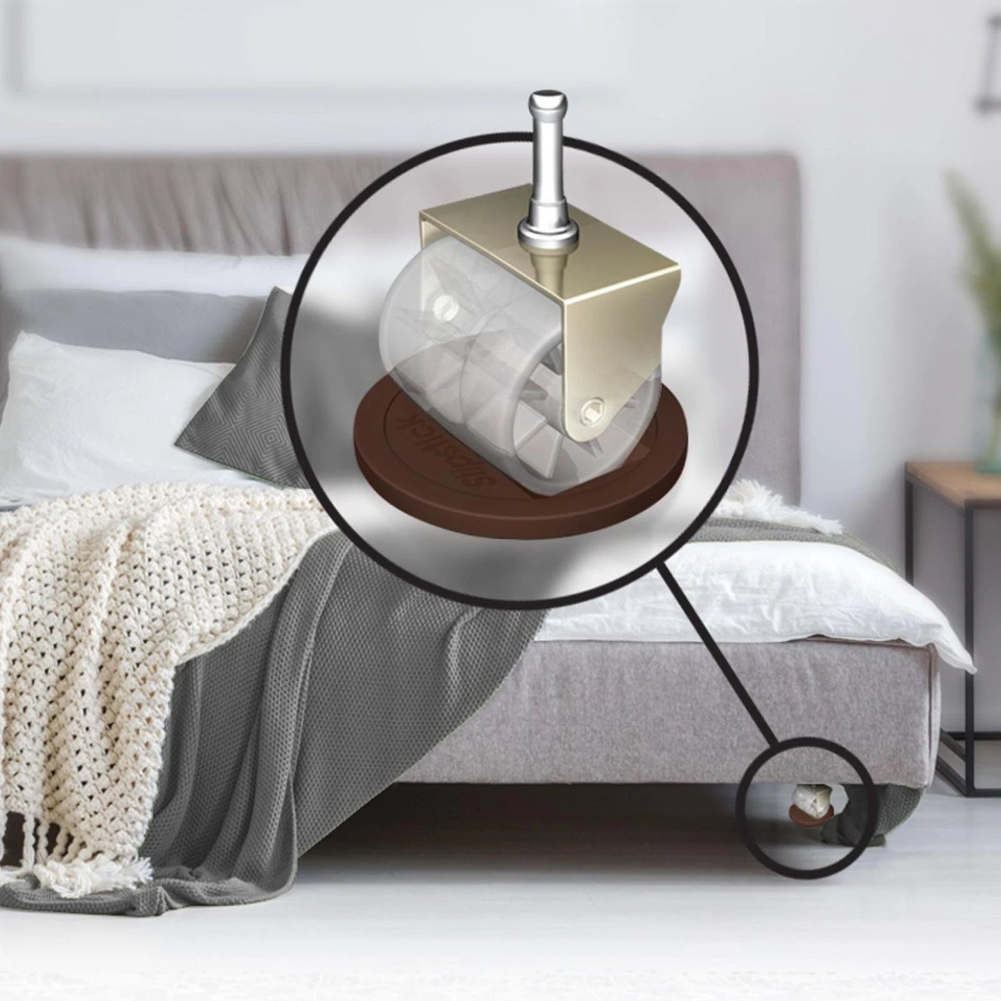 Slipstick Chocolate Castor Cup Gripper 4 Pack - Floor Protection & Anti-Slip for 50-56mm Wheels