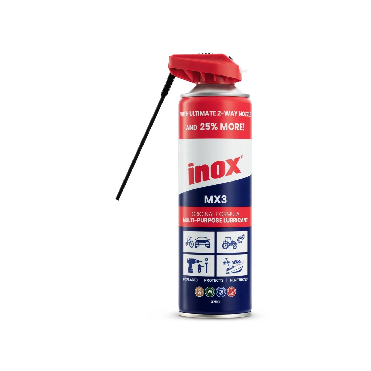 Inox 375g Aerosol Lubricant with 2-Way Straw - Protects, Penetrates, Lubricates