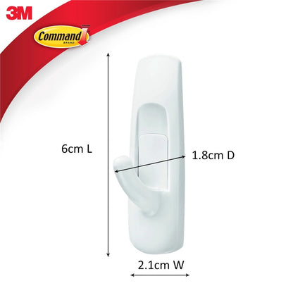 Command Small White Adhesive Hooks 2 Pack - Damage-Free, Strong Hold, Versatile Surfaces