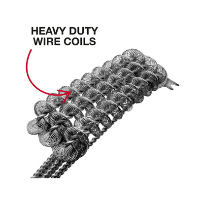 Char-Griller Triple Grid Helix Grill Brush, Stainless Steel Coils, Triple Head, 18" Length