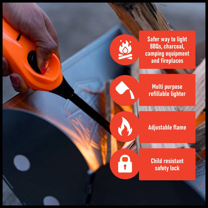 Firemate Refillable Gas Lighter 2-Pack, Adjustable Flame, Safety Lock, Push Button Ignition