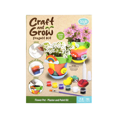 Boyle Craft And Grow Plaster & Paint Flower Pot Kit - 2 Pots, Seeds, Paints, Moulds